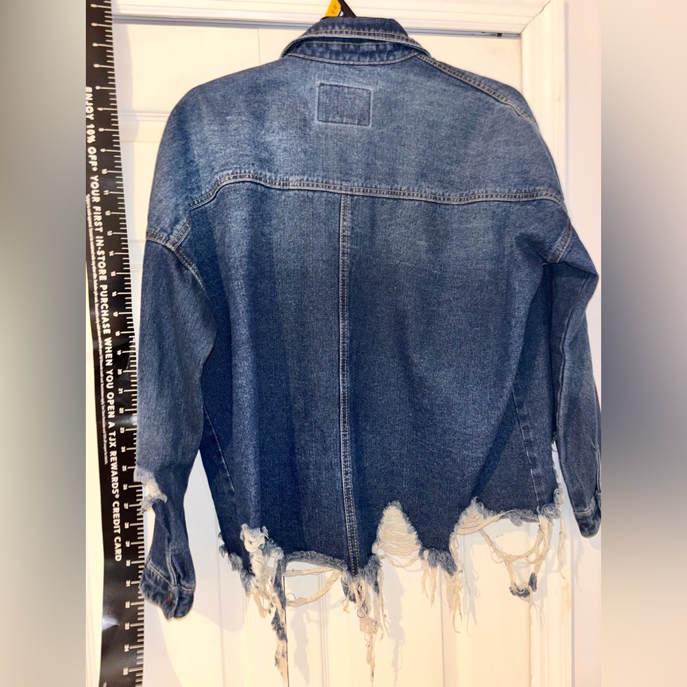 Distressed Denim Jacket brand new nwot rare thrashed ladies M - Picture 4 of 15